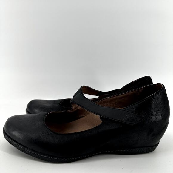 Dansko Lanie Mary Jane Wedge Burnished Nubuck Leather Memory Foam Black 10.5 - Picture 4 of 7
